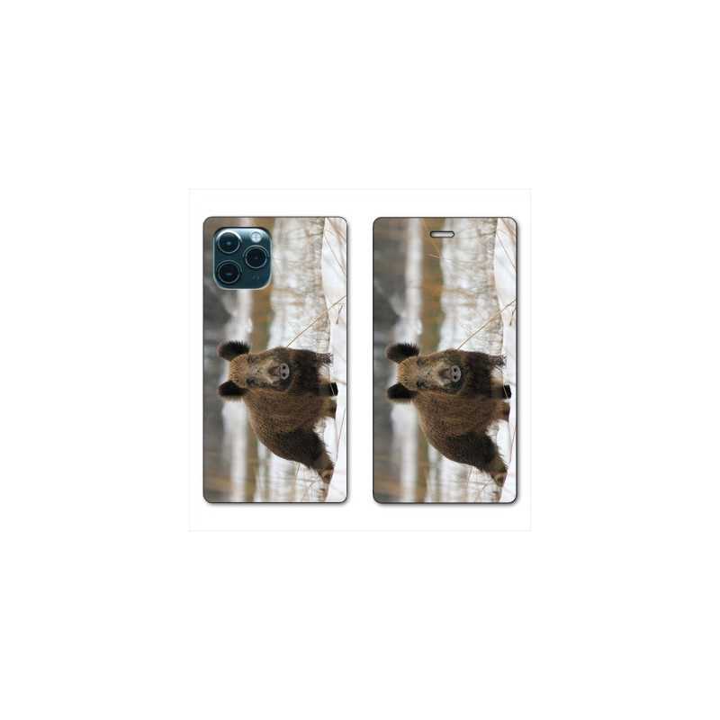 RV Housse cuir portefeuille pour Samsung Galaxy S20 Ultra chasse sanglier Neige