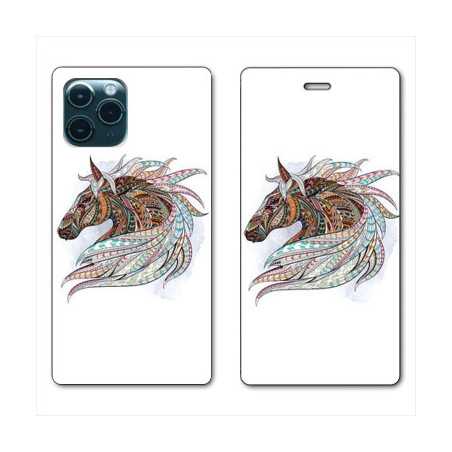 RV Housse cuir portefeuille pour Samsung Galaxy S20 Ultra Ethniques Cheval Color B