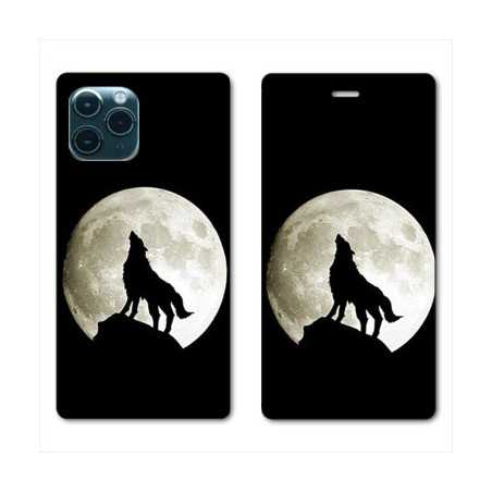 RV Housse cuir portefeuille pour Samsung Galaxy S20 Ultra Loup Noir
