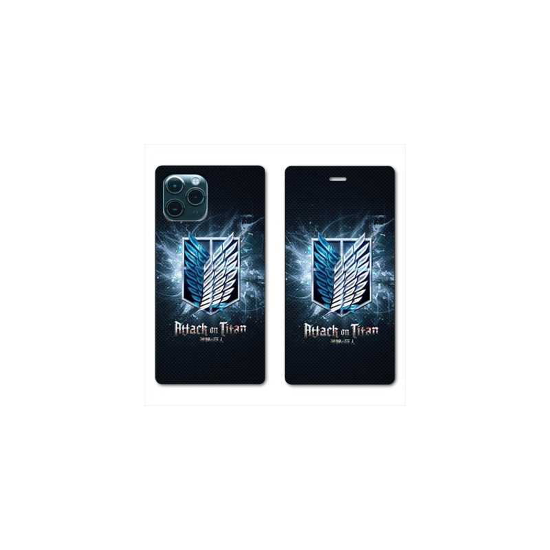 RV Housse cuir portefeuille pour Samsung Galaxy S20 Ultra Manga Attaque titans noir