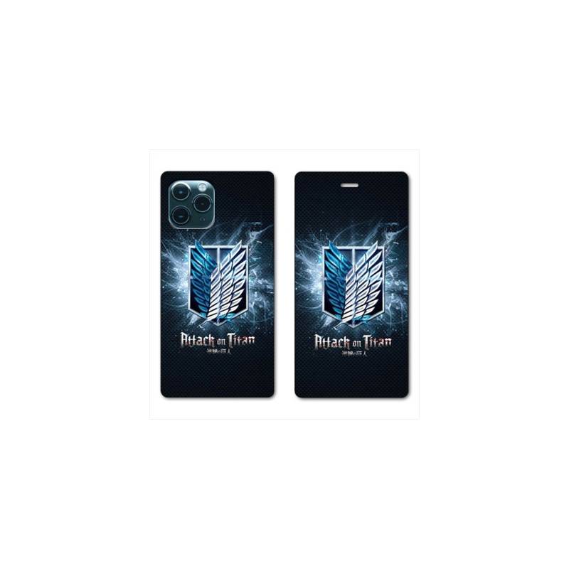 RV Housse cuir portefeuille pour Samsung Galaxy S20 Ultra Manga Attaque titans noir