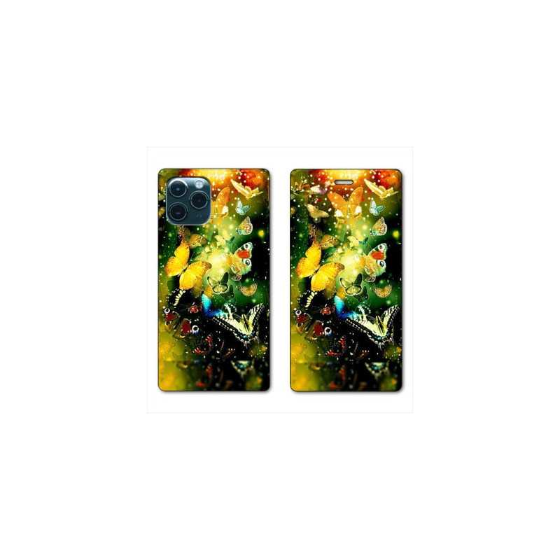 RV Housse cuir portefeuille pour Samsung Galaxy S20 Ultra papillons papillon jaune