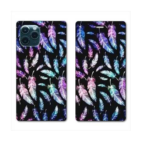 RV Housse cuir portefeuille pour Samsung Galaxy S20 Ultra Psychedelic Plume