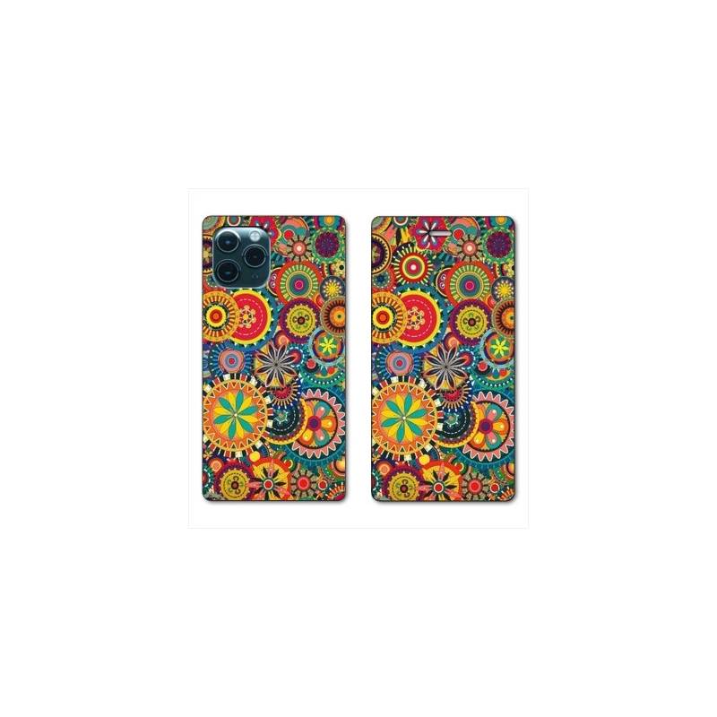 RV Housse cuir portefeuille pour Samsung Galaxy S20 Ultra Psychedelic Roue