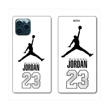 RV Housse cuir portefeuille pour Samsung Galaxy S20 Ultra Jordan 23 Blanc
