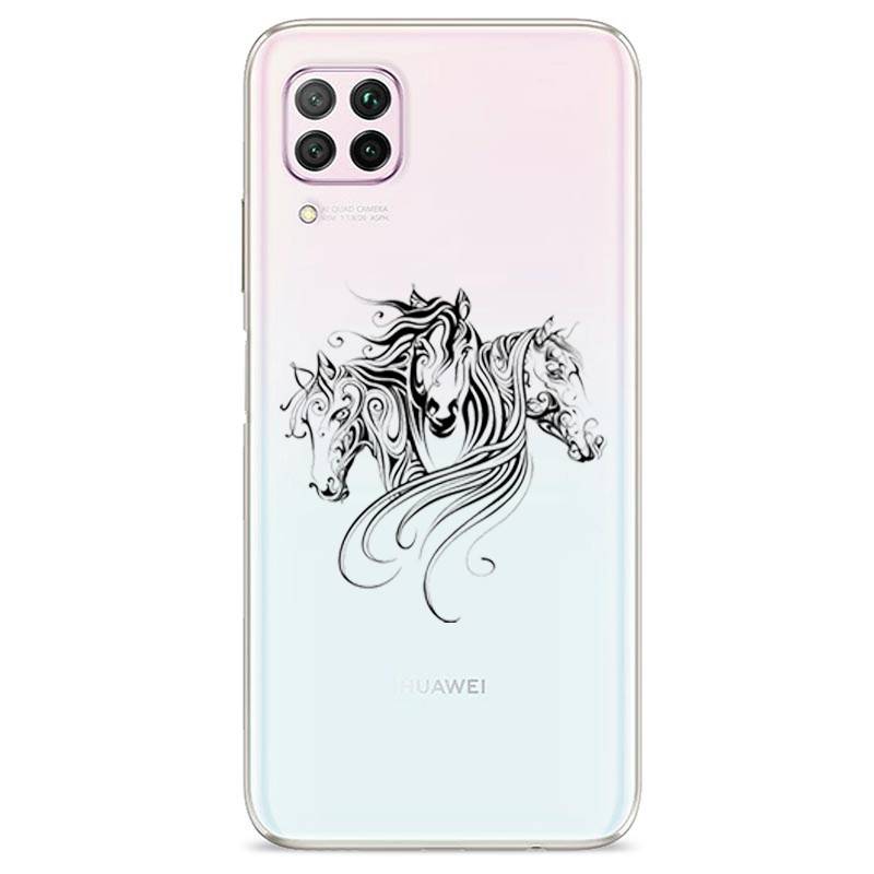 Coque transparente pour Huawei P40 Lite chevaux