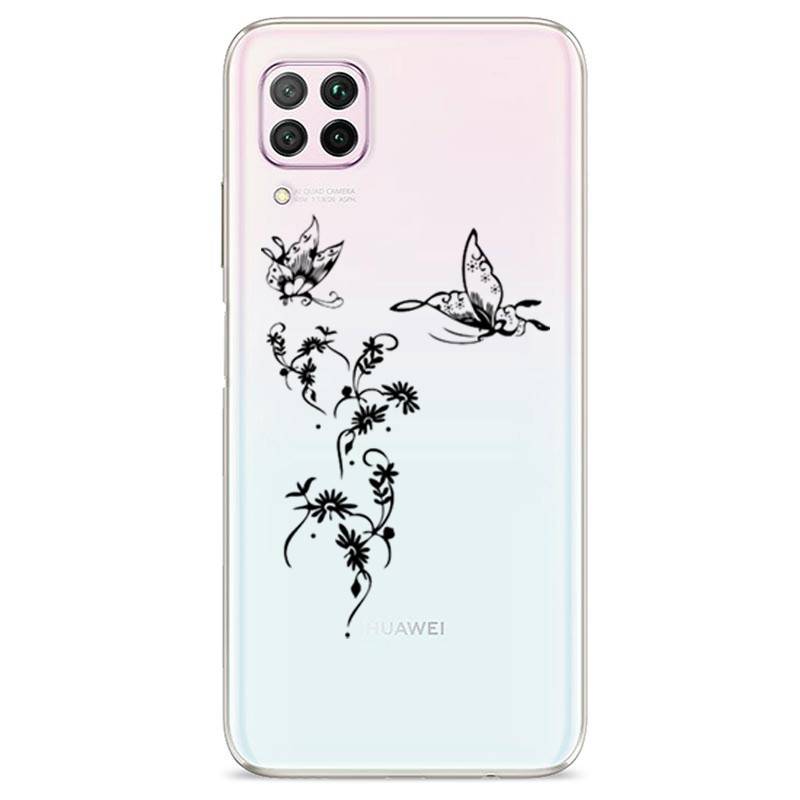 Coque transparente pour Huawei P40 Lite feminine envol fleur