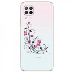 Coque transparente pour Huawei P40 Lite feminine fleur papillon