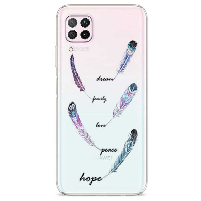 Coque transparente pour Huawei P40 Lite feminine plume couleur