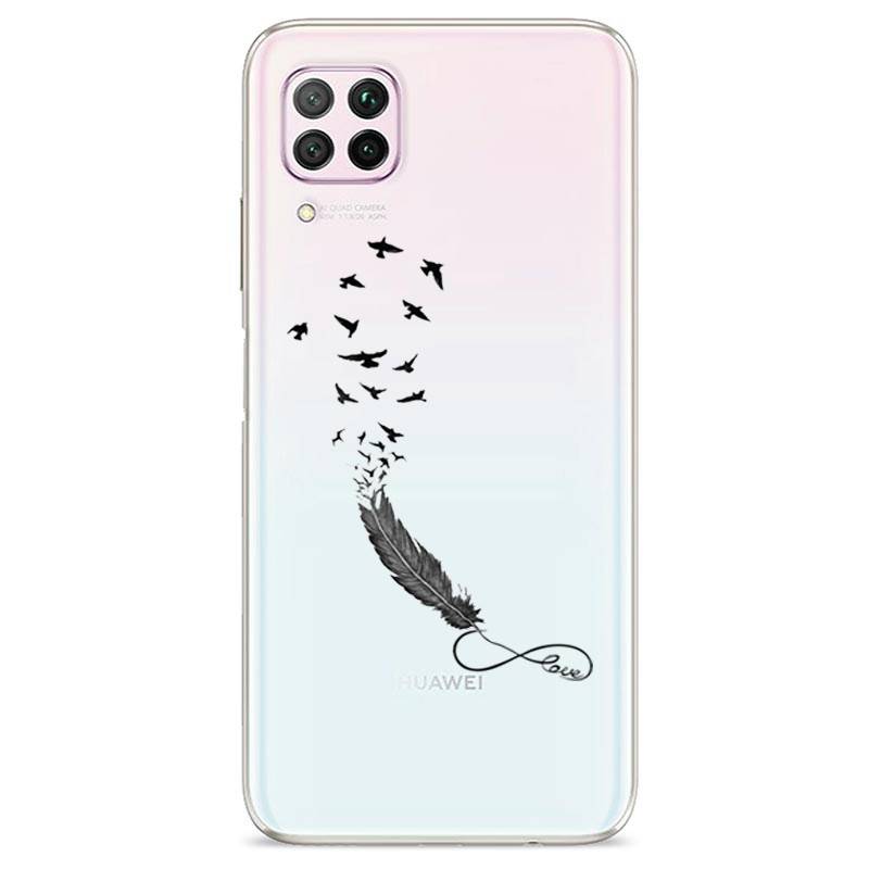 Coque transparente pour Huawei P40 Lite feminine plume infini