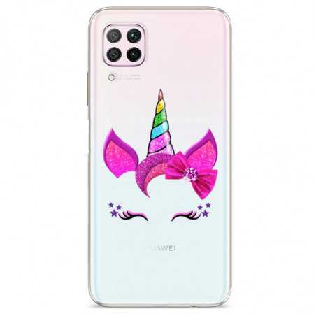 Coque transparente pour Huawei P40 Lite Licorne paillette