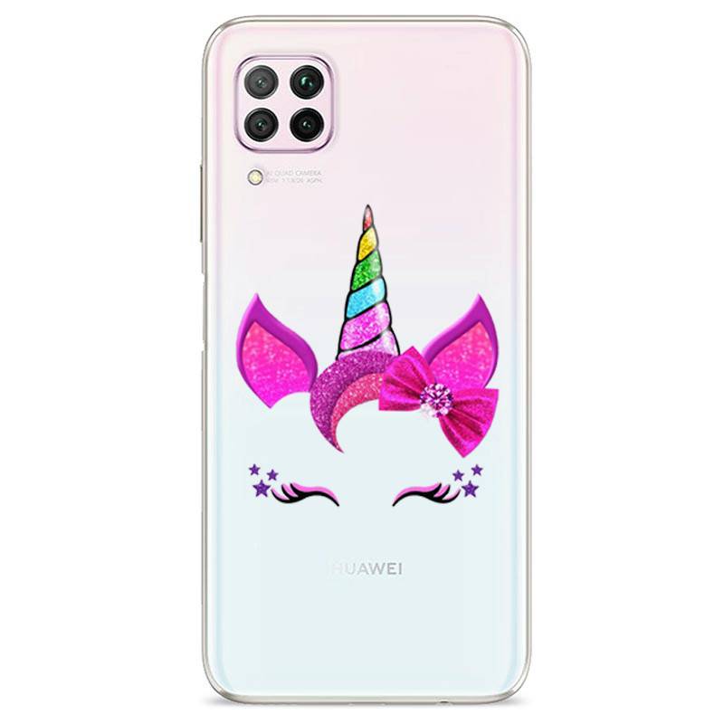 Coque transparente pour Huawei P40 Lite Licorne paillette