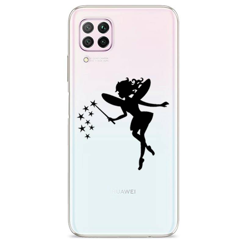 Coque transparente pour Huawei P40 Lite magique fee noir