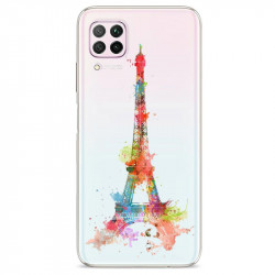 Coque transparente pour Huawei P40 Lite Tour eiffel colore