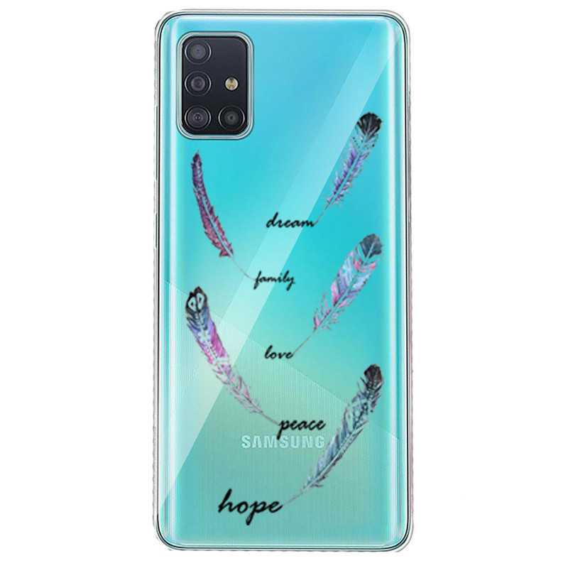 Coque transparente pour Samsung Galaxy S20 feminine plume couleur