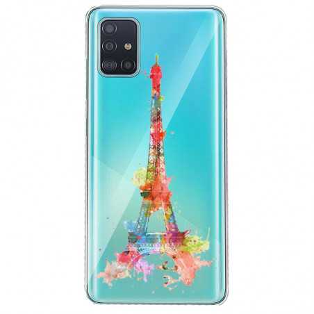 Coque transparente pour Huawei P40 Tour eiffel colore