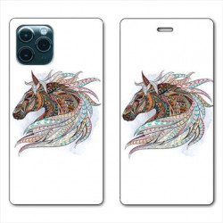 RV Housse cuir portefeuille pour Huawei P40 Lite Ethniques Cheval Color B