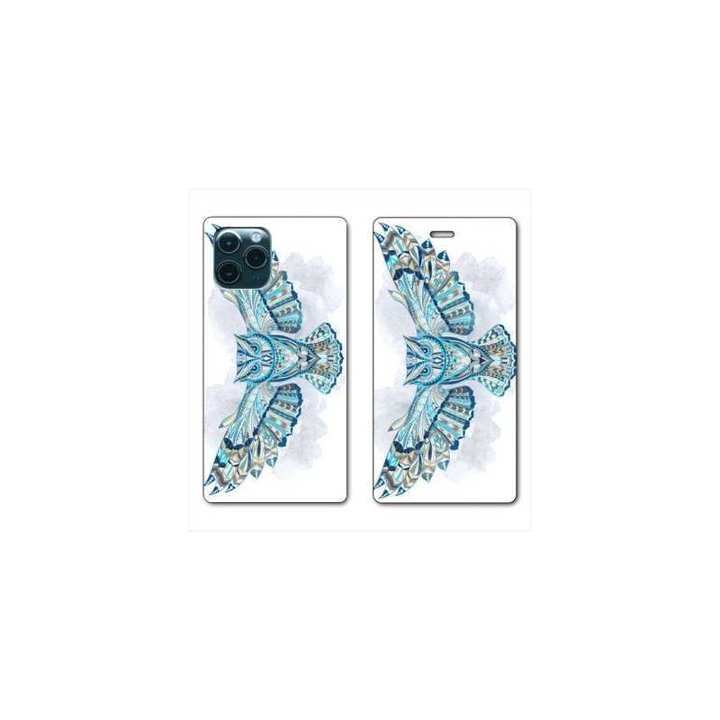 RV Housse cuir portefeuille pour Huawei P40 Lite Ethniques Hibou B
