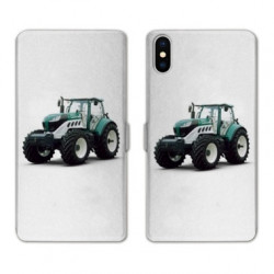 RV Housse cuir portefeuille pour Samsung Galaxy A01 Agriculture Tracteur Blanc