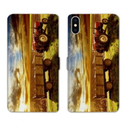 RV Housse cuir portefeuille pour Samsung Galaxy A01 Agriculture Tracteur color