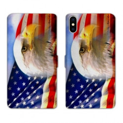 RV Housse cuir portefeuille pour Samsung Galaxy A01 Amerique USA Aigle