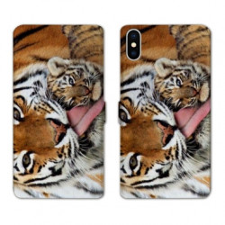 RV Housse cuir portefeuille pour Samsung Galaxy A01 bebe tigre