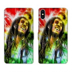 RV Housse cuir portefeuille pour Samsung Galaxy A01 Bob Marley Color