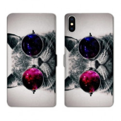 RV Housse cuir portefeuille pour Samsung Galaxy A01 Chat Fashion