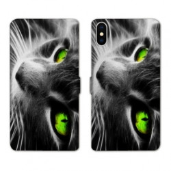 RV Housse cuir portefeuille pour Samsung Galaxy A01 Chat Vert