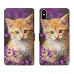 RV Housse cuir portefeuille pour Samsung Galaxy A01 Chat Violet