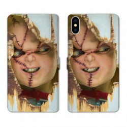 RV Housse cuir portefeuille pour Samsung Galaxy A01 Chucky Blanc