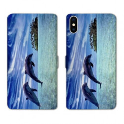 RV Housse cuir portefeuille pour Samsung Galaxy A01 Dauphin ile