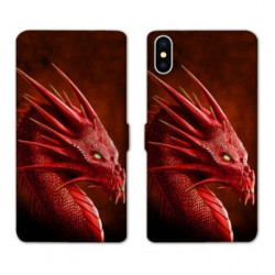 RV Housse cuir portefeuille pour Samsung Galaxy A01 Dragon Rouge