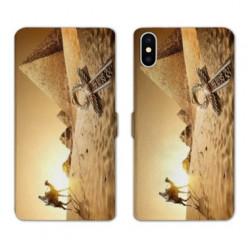 RV Housse cuir portefeuille pour Samsung Galaxy A01 Egypte Chameau