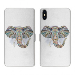 RV Housse cuir portefeuille pour Samsung Galaxy A01 Ethniques Elephant Color B