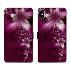 RV Housse cuir portefeuille pour Samsung Galaxy A01 fleur violette montante