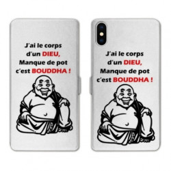 RV Housse cuir portefeuille pour Samsung Galaxy A01 Humour Bouddha