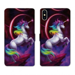 RV Housse cuir portefeuille pour Samsung Galaxy A01 Licorne Arc en ciel