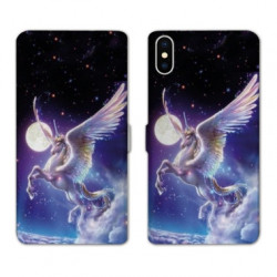 RV Housse cuir portefeuille pour Samsung Galaxy A01 Licorne Céleste