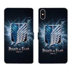 RV Housse cuir portefeuille pour Samsung Galaxy A01 Manga Attaque titans noir