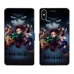 RV Housse cuir portefeuille pour Samsung Galaxy A01 Manga demon Slayer Noir