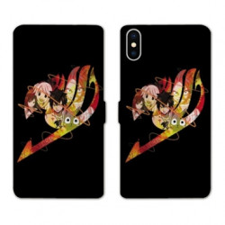 RV Housse cuir portefeuille pour Samsung Galaxy A01 Manga Fairy Tail Logo Noir