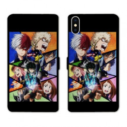 RV Housse cuir portefeuille pour Samsung Galaxy A01 Manga My hero academia noir