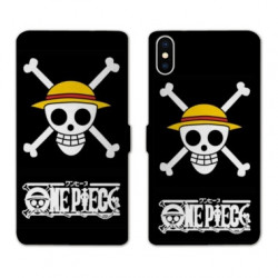 RV Housse cuir portefeuille pour Samsung Galaxy A01 Manga One Piece tete de mort
