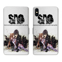 RV Housse cuir portefeuille pour Samsung Galaxy A01 Manga SAO sword Art Online blanc