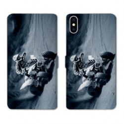 RV Housse cuir portefeuille pour Samsung Galaxy A01 Moto Quad