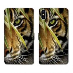 RV Housse cuir portefeuille pour Samsung Galaxy A01 œil tigre