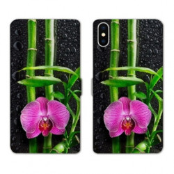 RV Housse cuir portefeuille pour Samsung Galaxy A01 orchidee bambou