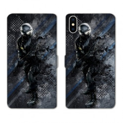 RV Housse cuir portefeuille pour Samsung Galaxy A01 police swat