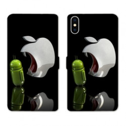 RV Housse cuir portefeuille pour Samsung Galaxy A01 Pomme dent